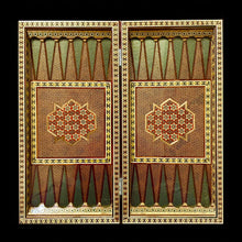 Load image into Gallery viewer, Handmade Inlaid Khatam Kari Backgammon, Chess & Checkers Board