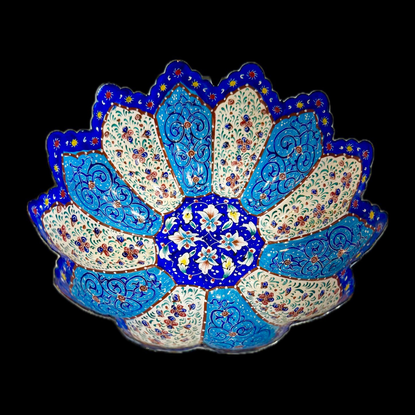 Hand Painted Enamel On Copper Mina Kari Candy Bowl
