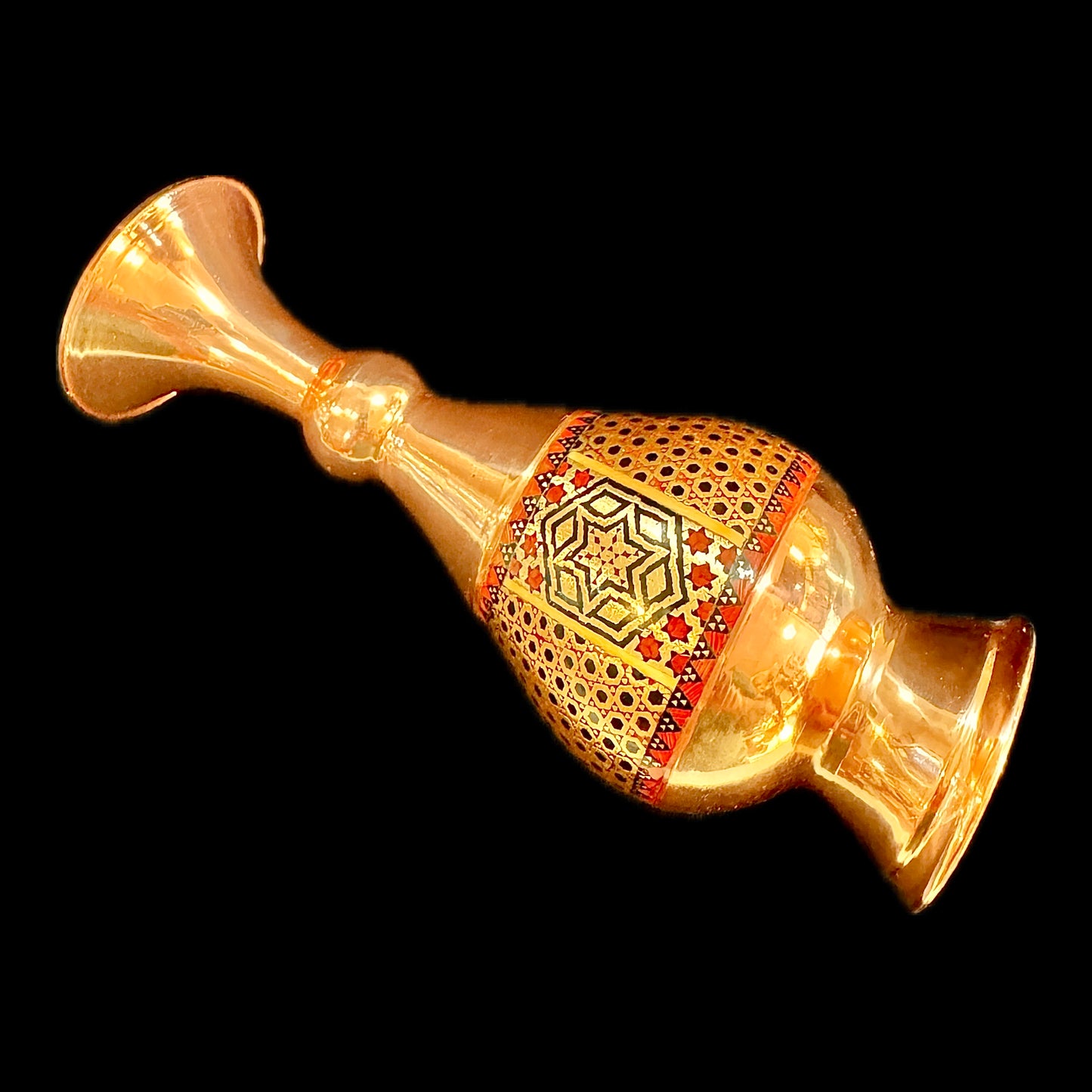 Handmade Inlaid On Copper Khatam Kari Vases