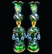 Load image into Gallery viewer, Hand Painted & Gold Plated Laleh Candle Holders Or Lights