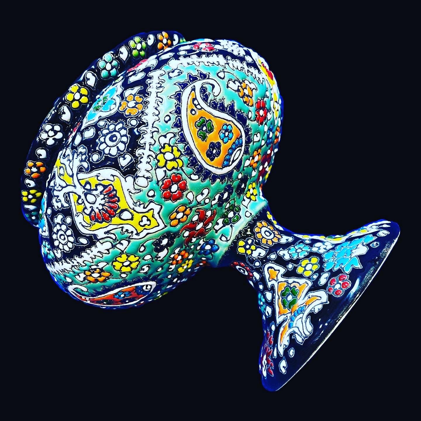 Hand Painted Enamel On Clay Mina Kari Candy Bowl
