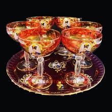 Load image into Gallery viewer, Set of Shah Abbasi Glasses, Tray & Bottle