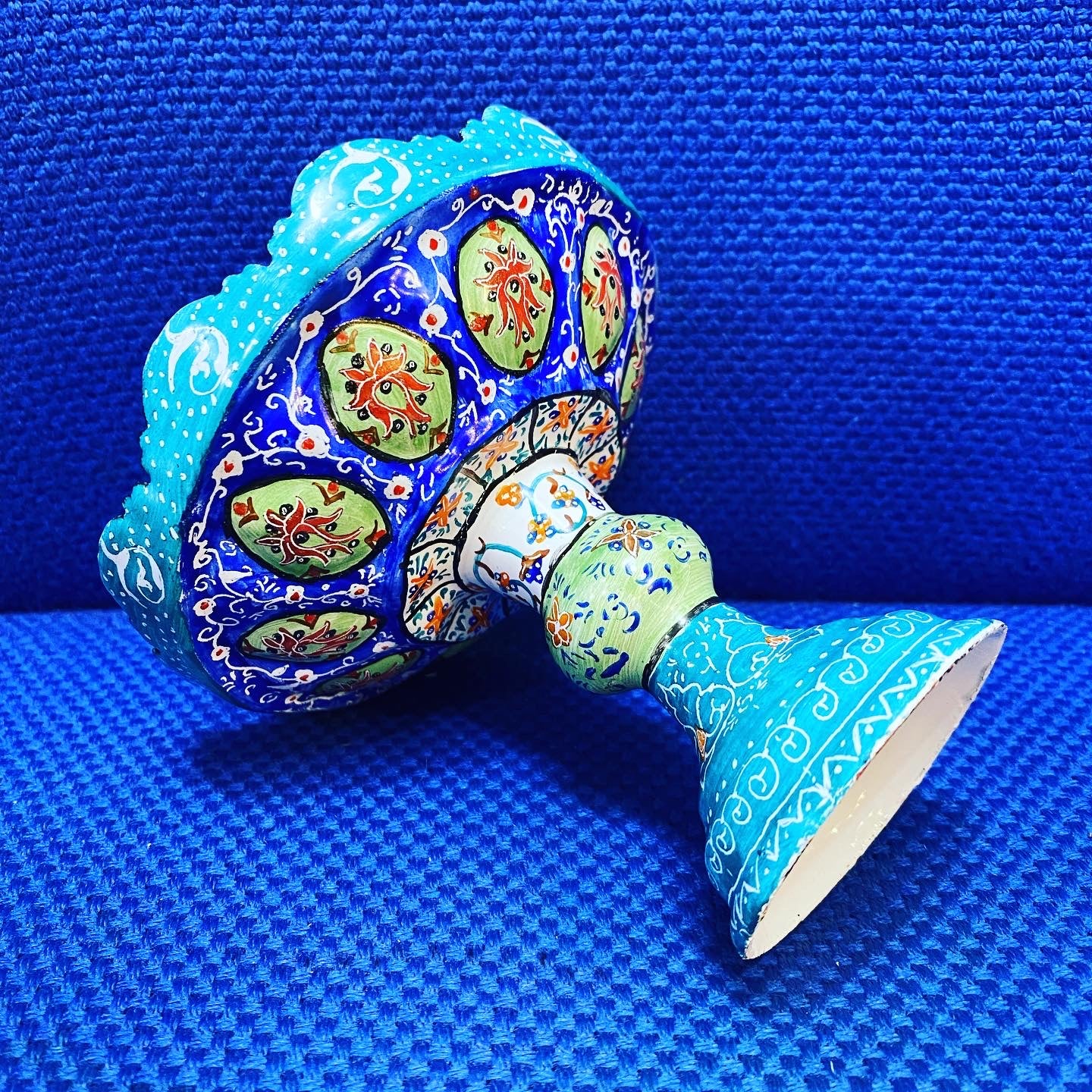 Hand Painted Enamel On Copper Mina Kari Bowl