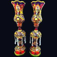 Load image into Gallery viewer, Hand Painted & Gold Plated Laleh Candle Holders Or Lights