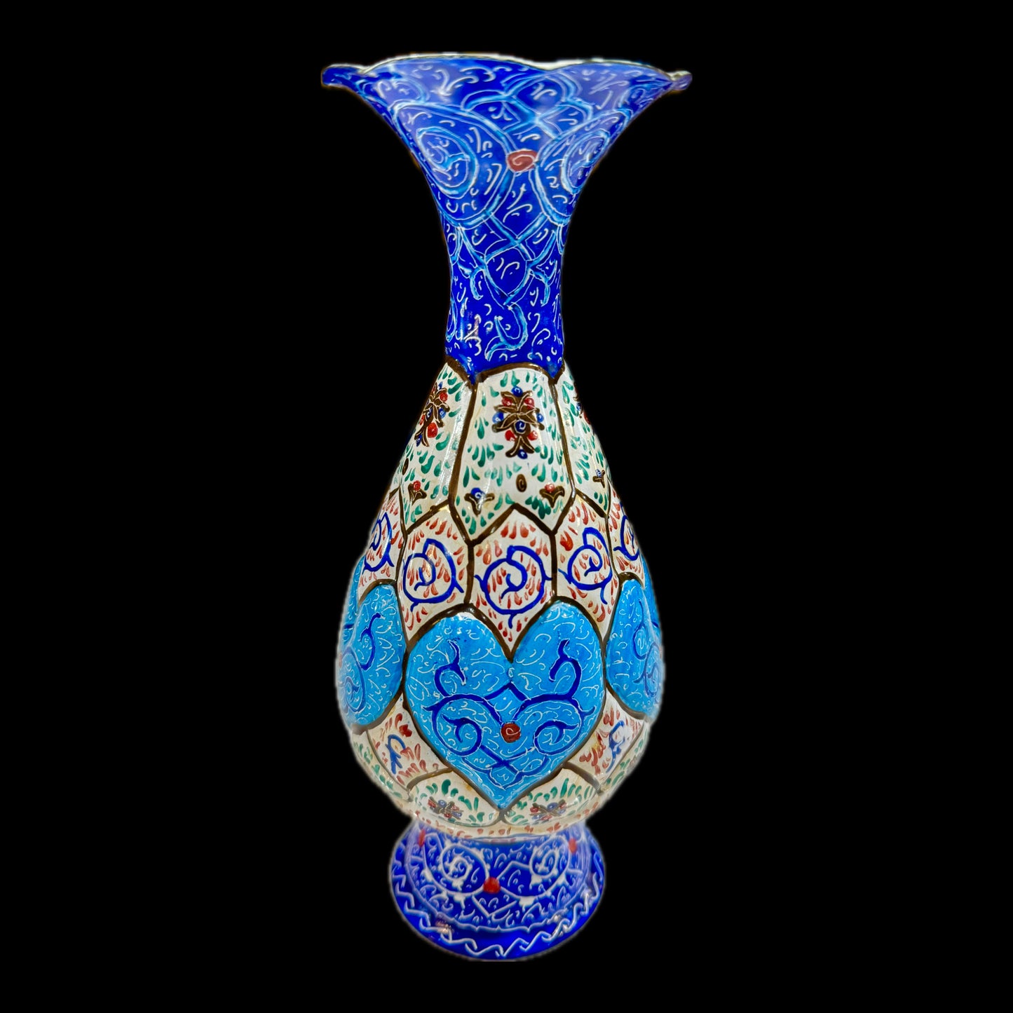 Hand Painted Enamel on Copper Mina kari Vases