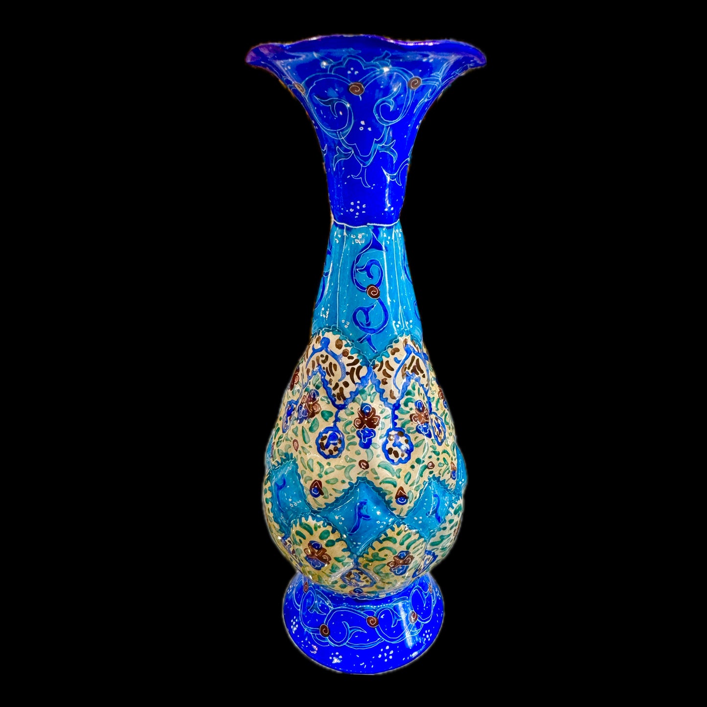 Hand Painted Enamel on Copper Mina kari Vases