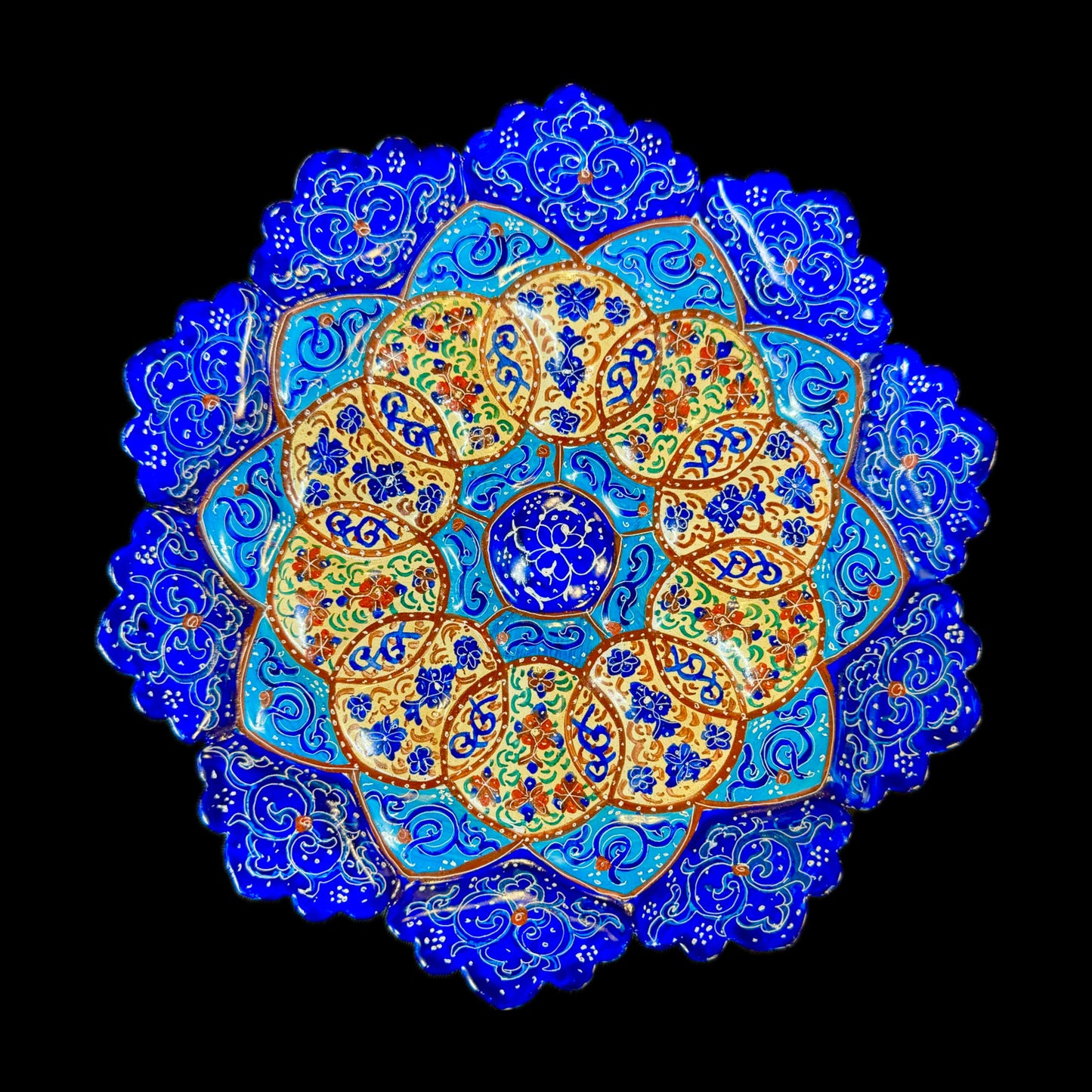 Hand Painted Enamel on Copper Mina kari Plates Wall Hanging Wall Art