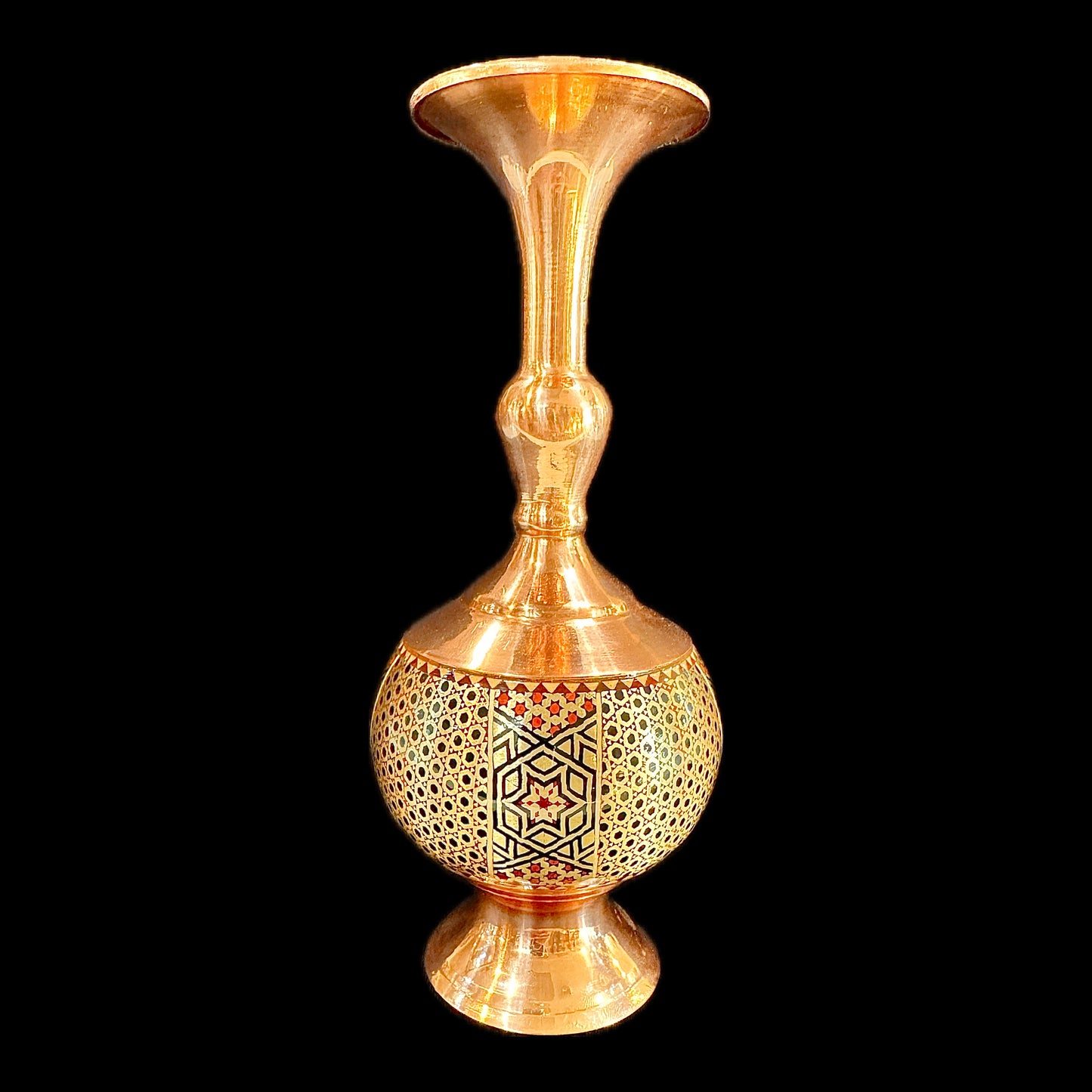 Handmade Inlaid On Copper Khatam Kari Vases