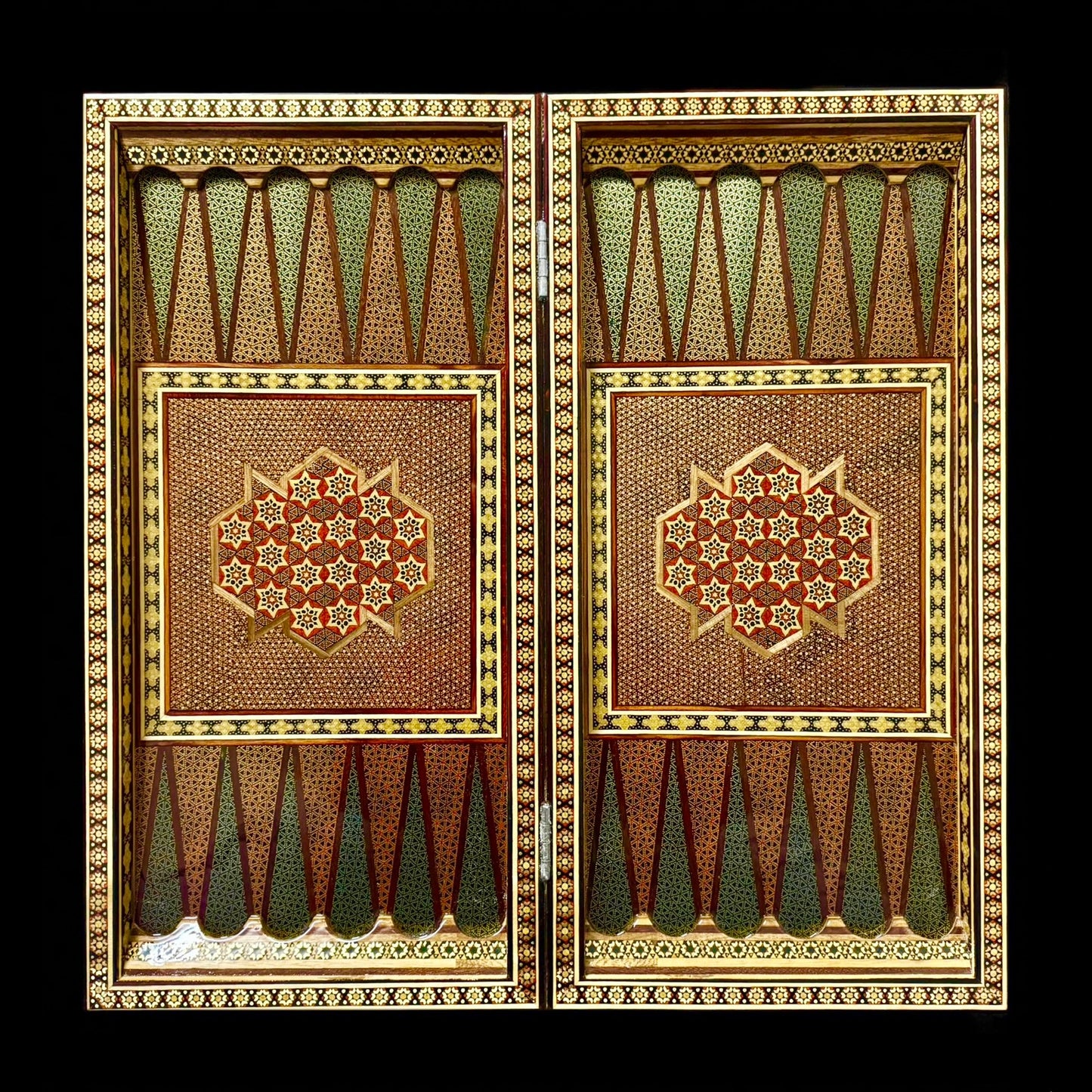 Handmade Inlaid Khatam Kari Backgammon, Chess & Checkers Board