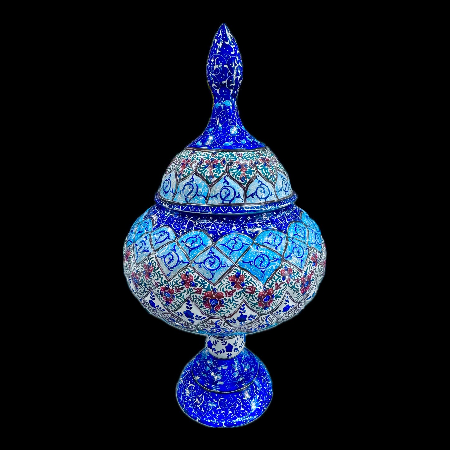 Hand Painted Enamel On Copper Mina Kari Candy Bowl