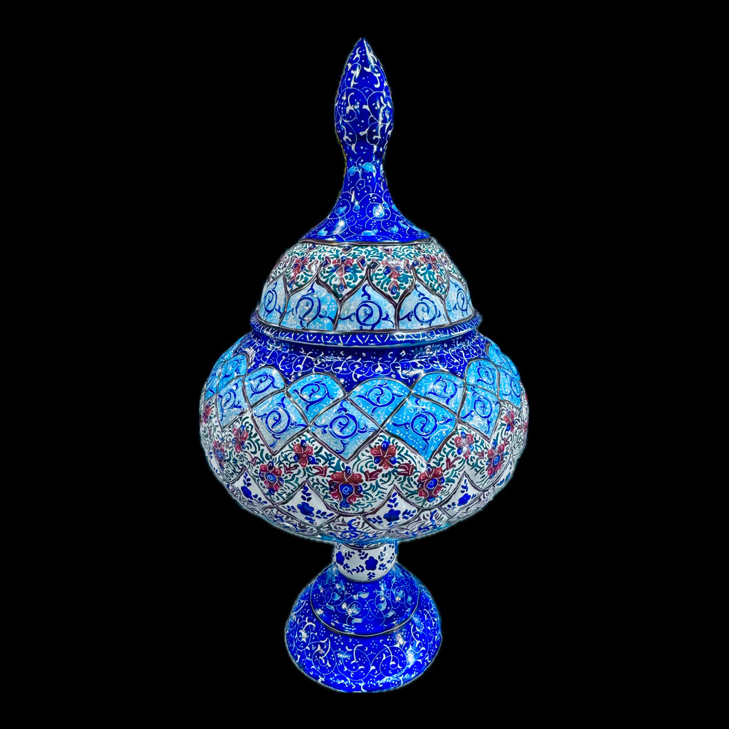 Hand Painted Enamel On Copper Mina Kari Candy Bowl