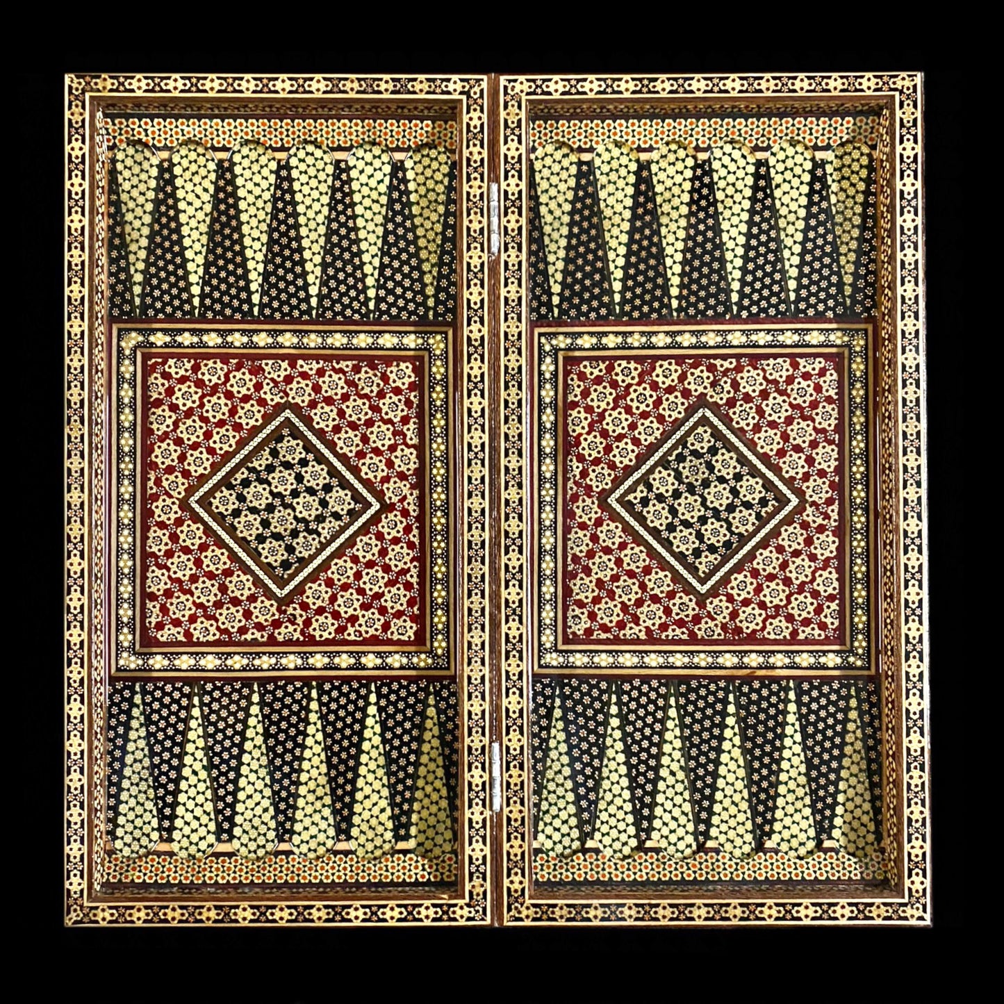 Handmade Inlaid Khatam Kari Backgammon, Chess & Checkers Board