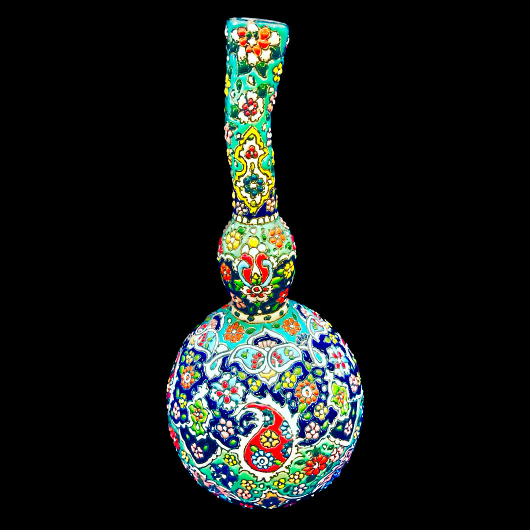 Hand Painted Enamel On Clay Minakari Vases