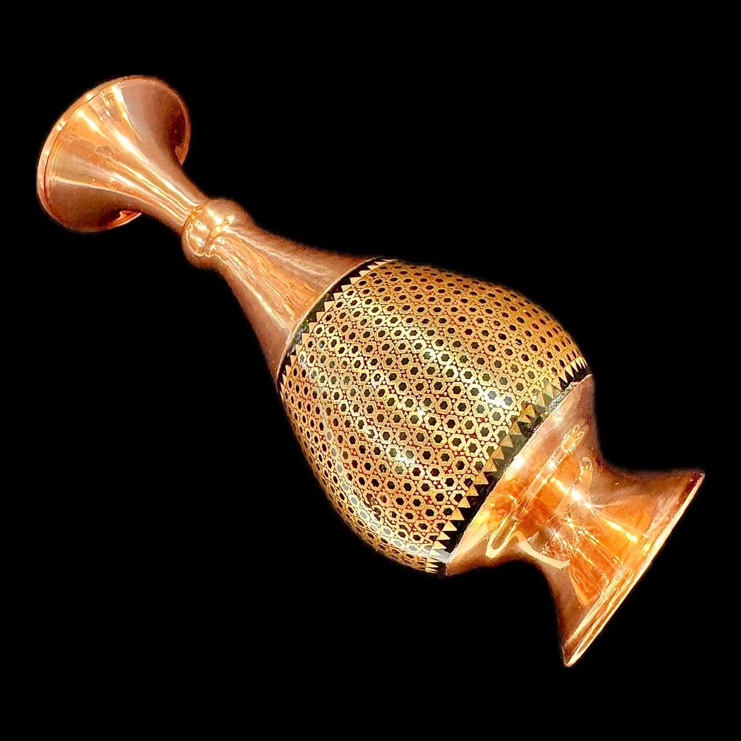 Handmade Inlaid On Copper Khatam Kari Vases