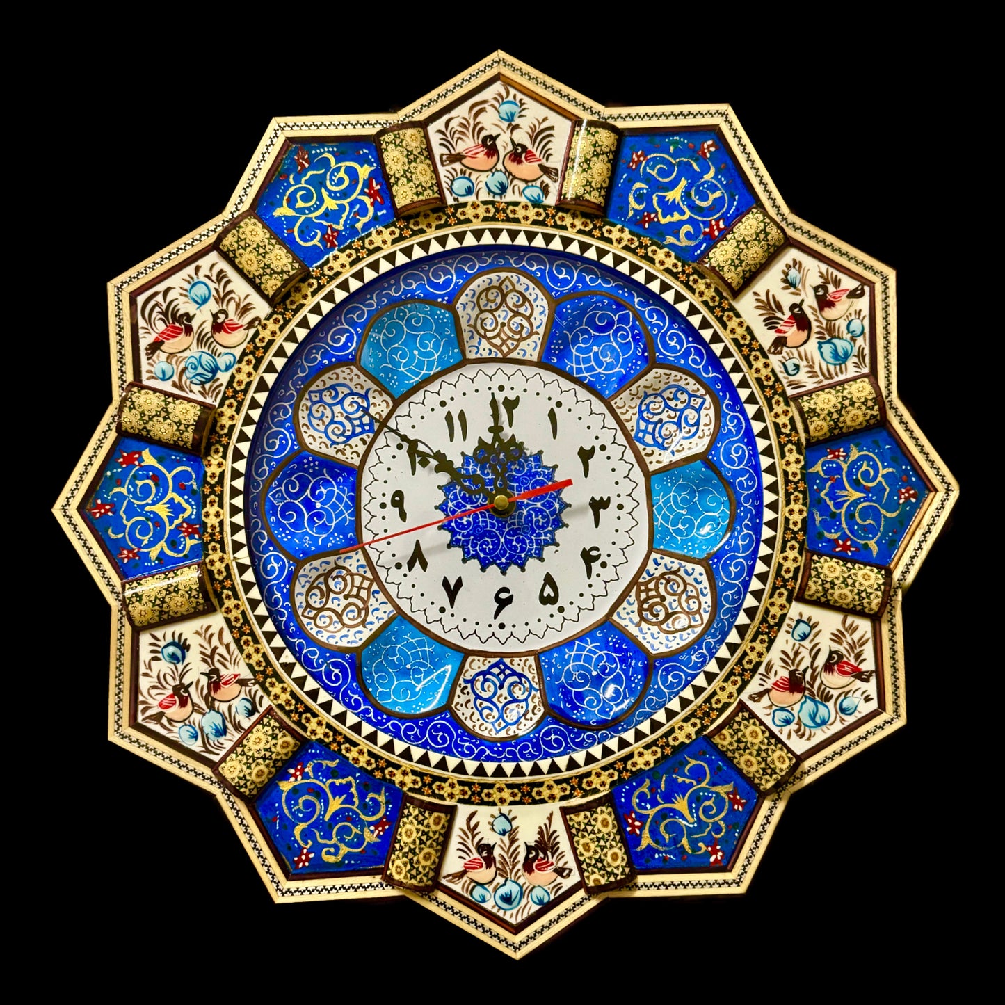 Handmade Inlaid & Enamel Khatam Kari and Mina Kari clocks Wall Hanging Wall Art