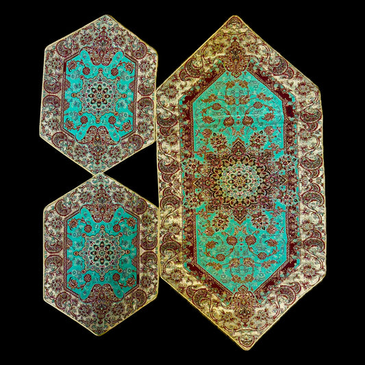 Handmade Termeh 3 Pieces Coffee Table Table Runner & Side Table Tablecloths
