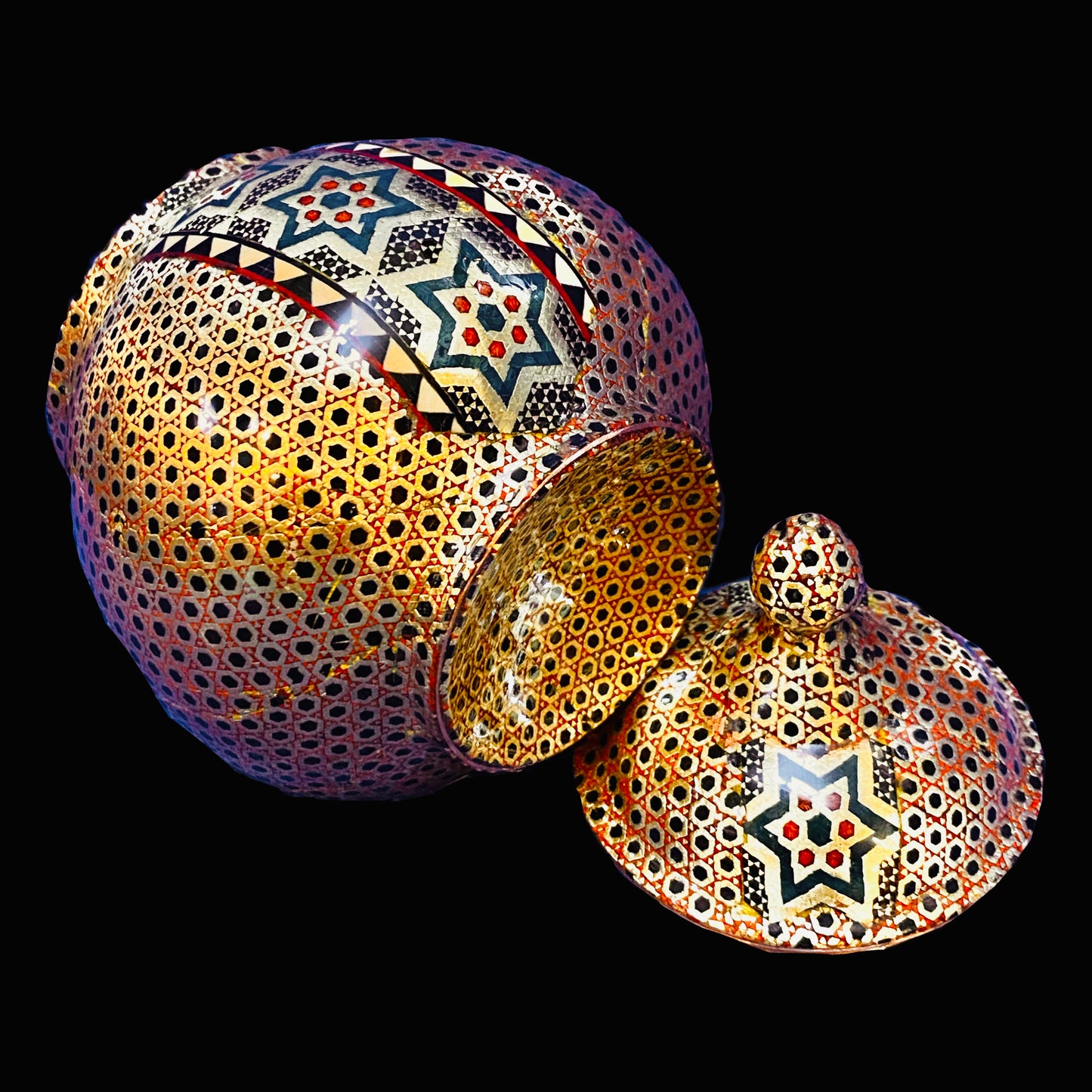 Handmade Inlaid On Copper Khatam Kari Dishes