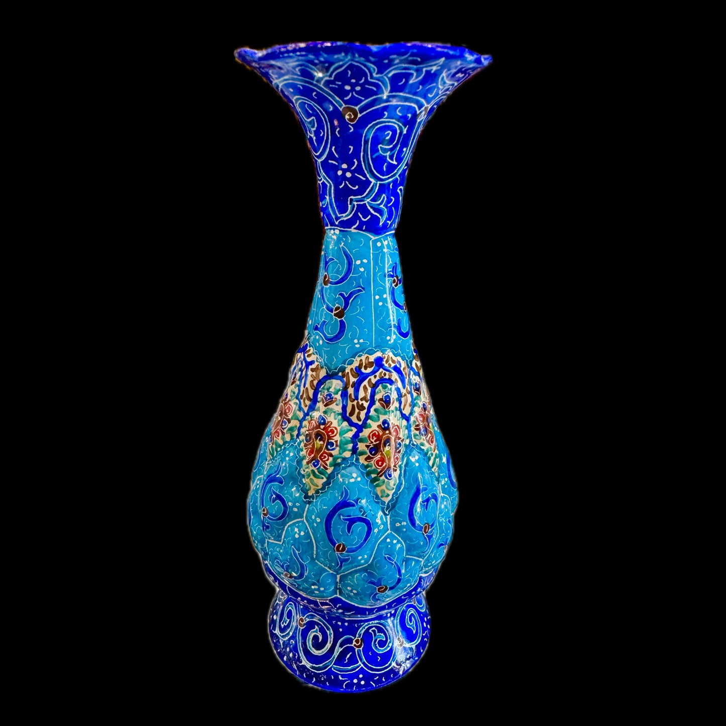 Hand Painted Enamel on Copper Mina kari Vases