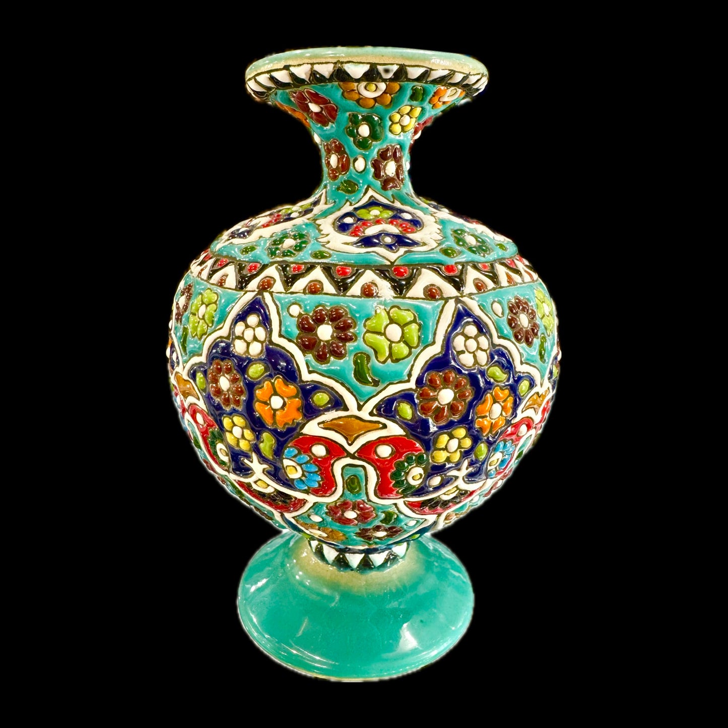 Hand Painted Enamel On Clay Minakari Vases