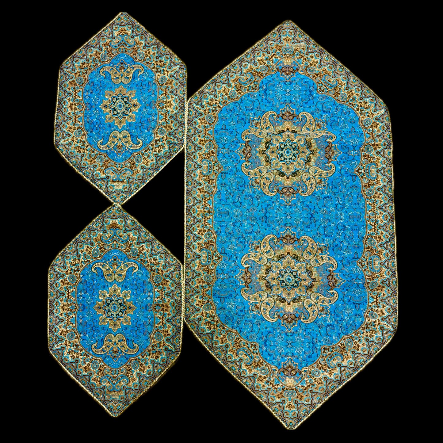 Handmade Termeh 3 Pieces Coffee Table Table Runner & Side Table Tablecloths
