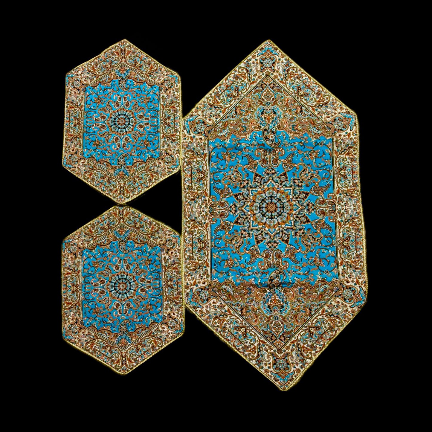 Handmade Termeh 3 Pieces Coffee Table Table Runner & Side Table Tablecloths