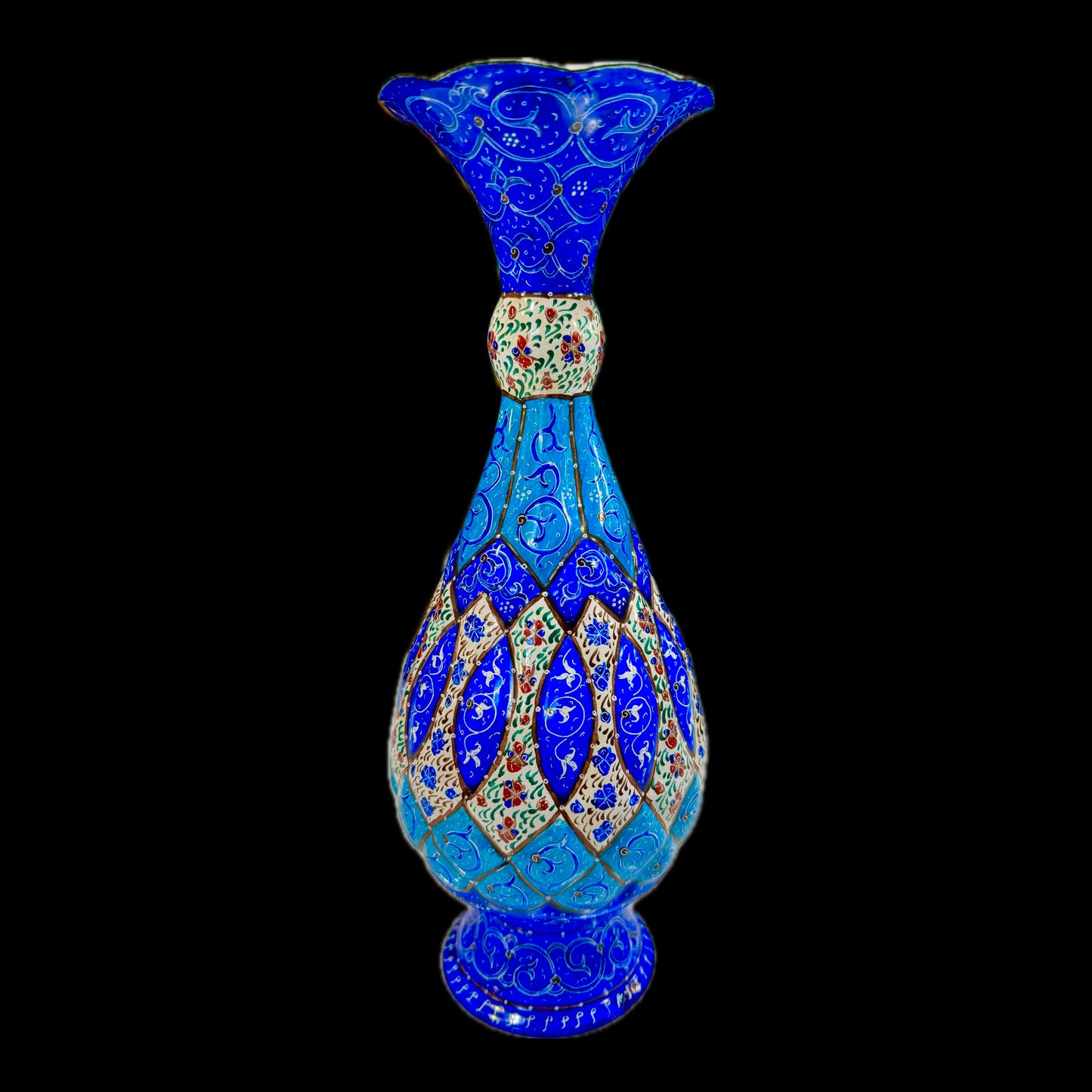 Hand Painted Enamel on Copper Mina kari Vases