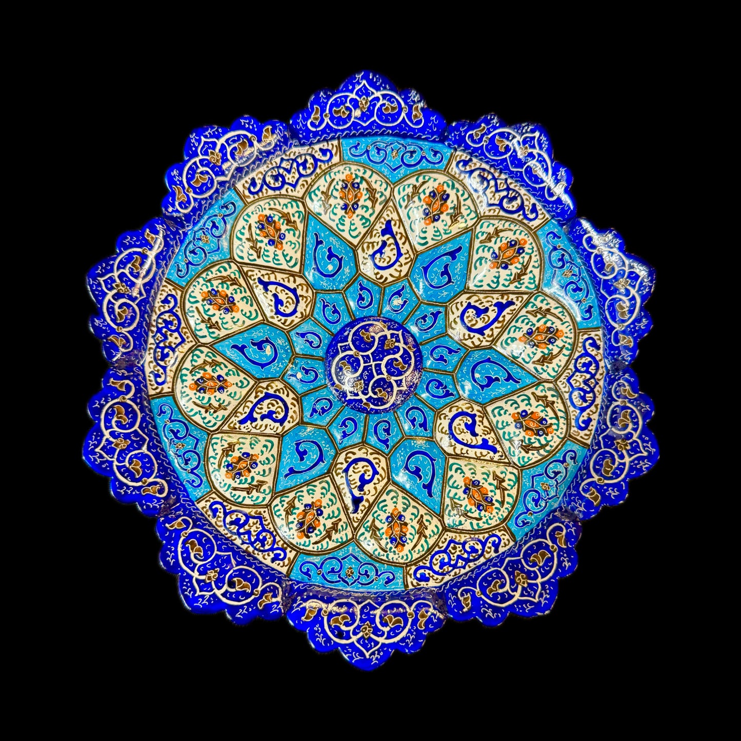 Hand Painted Enamel on Copper Mina kari Plates Wall Hanging Wall Art