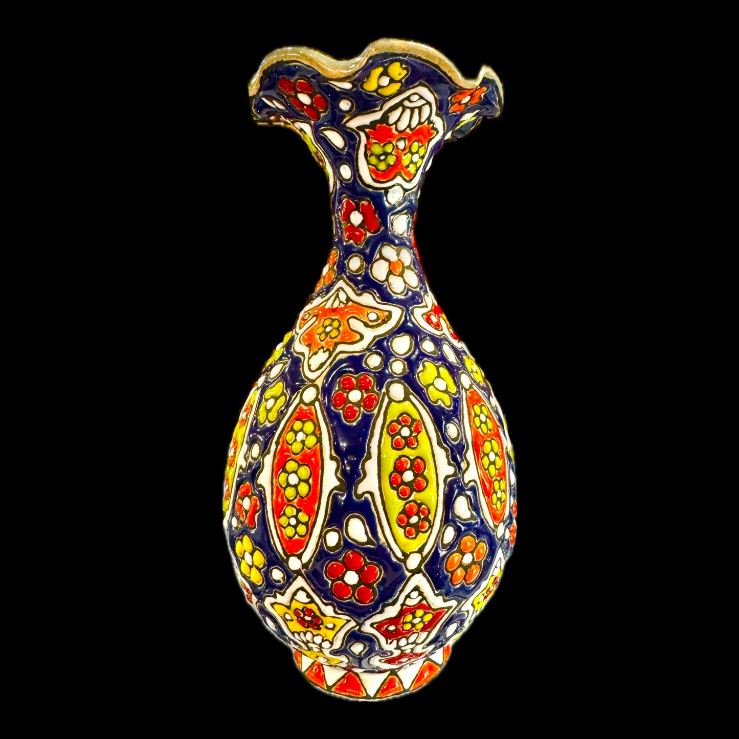 Hand Painted Enamel On Clay Minakari Vases