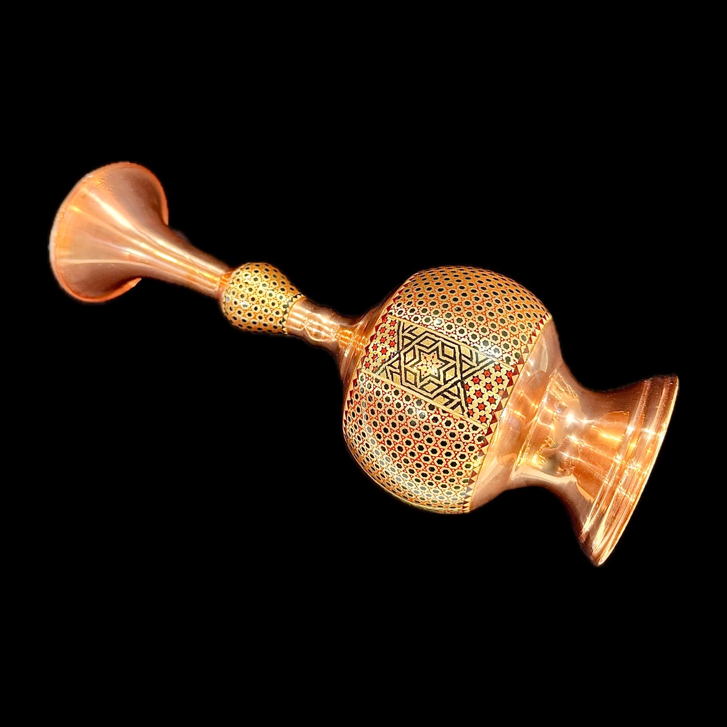 Handmade Inlaid On Copper Khatam Kari Vases