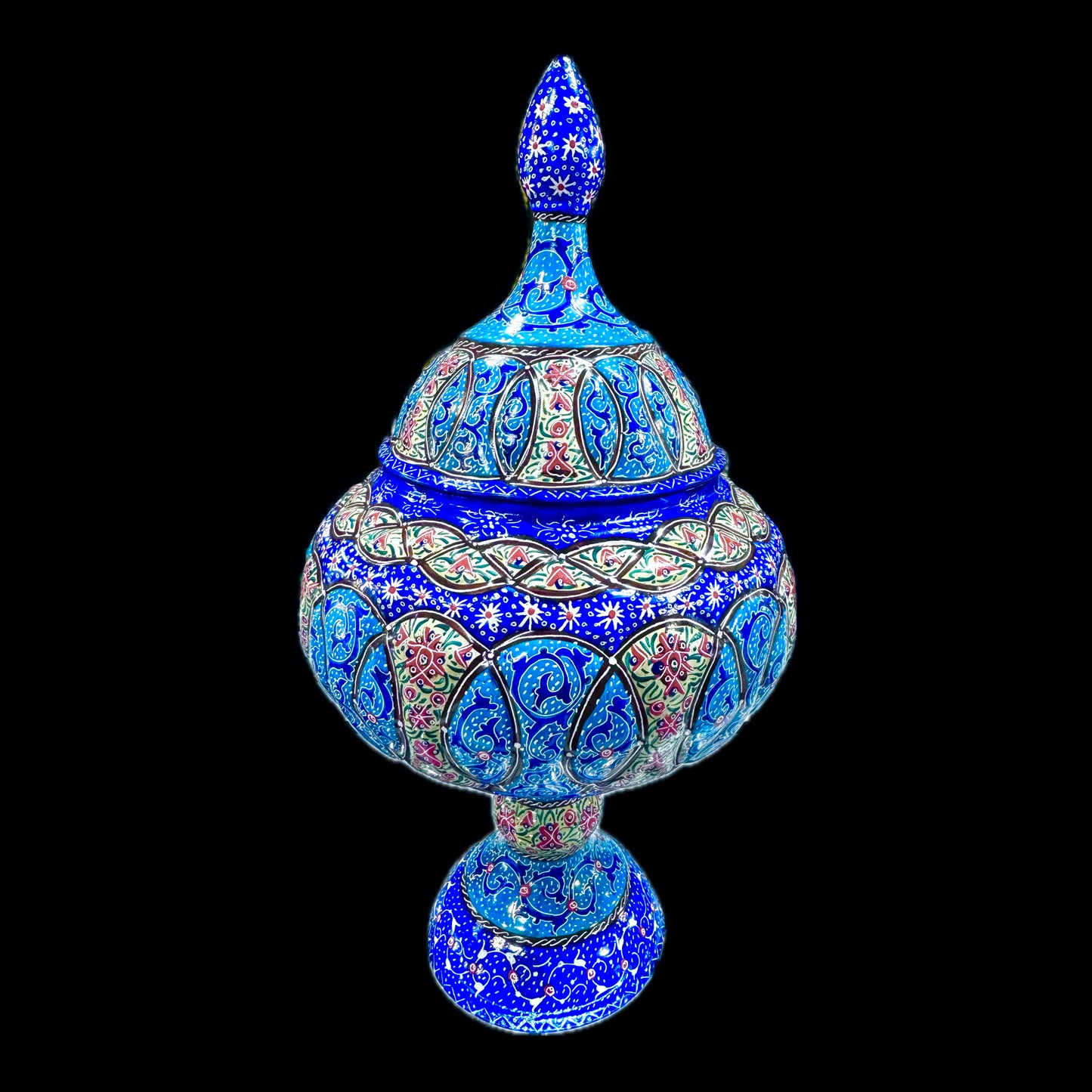 Hand Painted Enamel On Copper Mina Kari Candy Bowl
