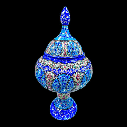 Hand Painted Enamel On Copper Mina Kari Candy Bowl