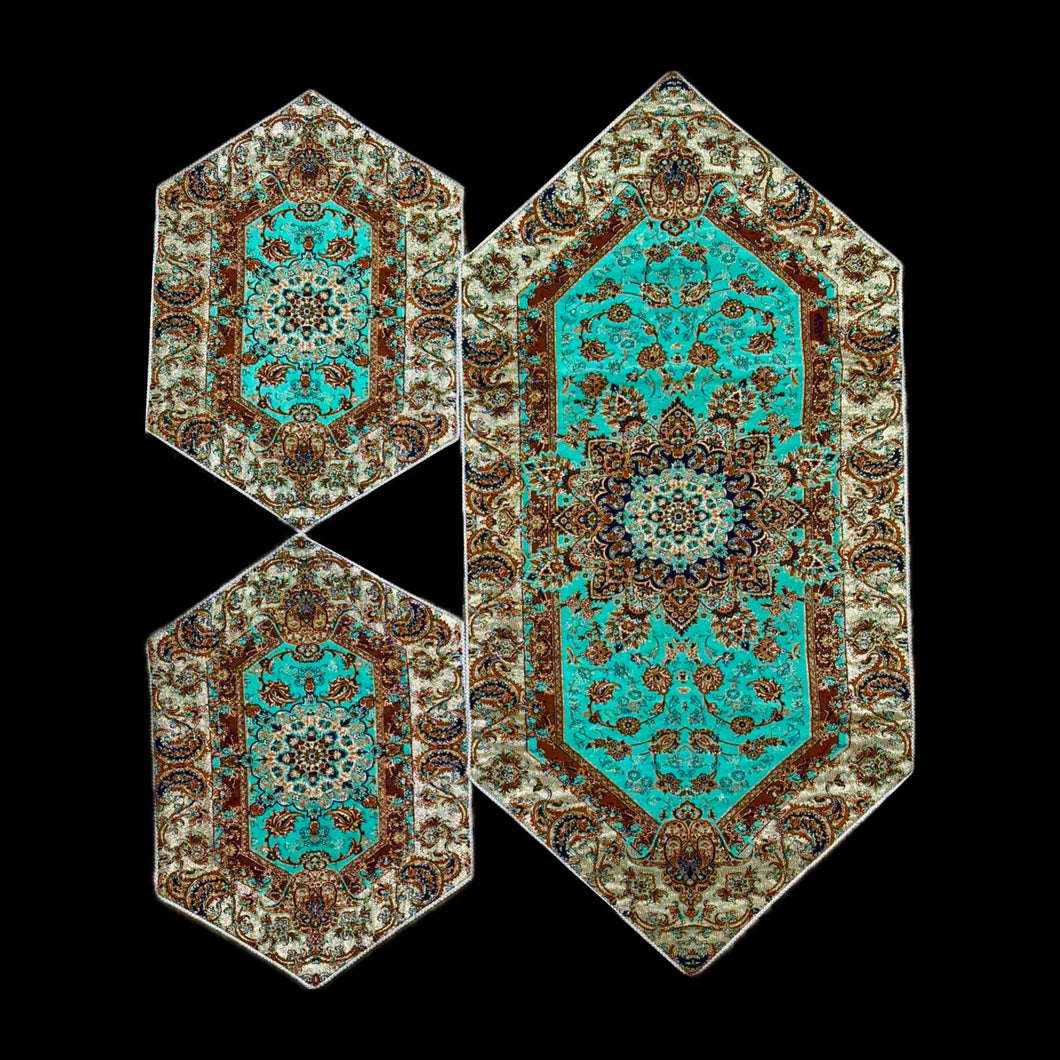 Handmade Termeh 3 Pieces Coffee Table Table Runner & Side Table Tablecloths
