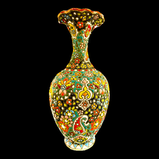 Hand Painted Enamel On Clay Minakari Vases