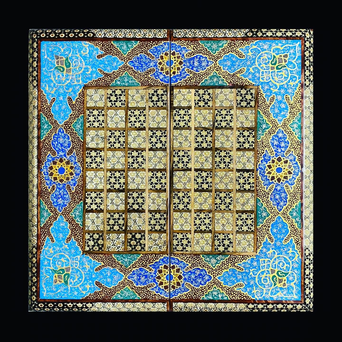 Handmade Inlaid Khatam Kari Backgammon, Chess & Checkers Board