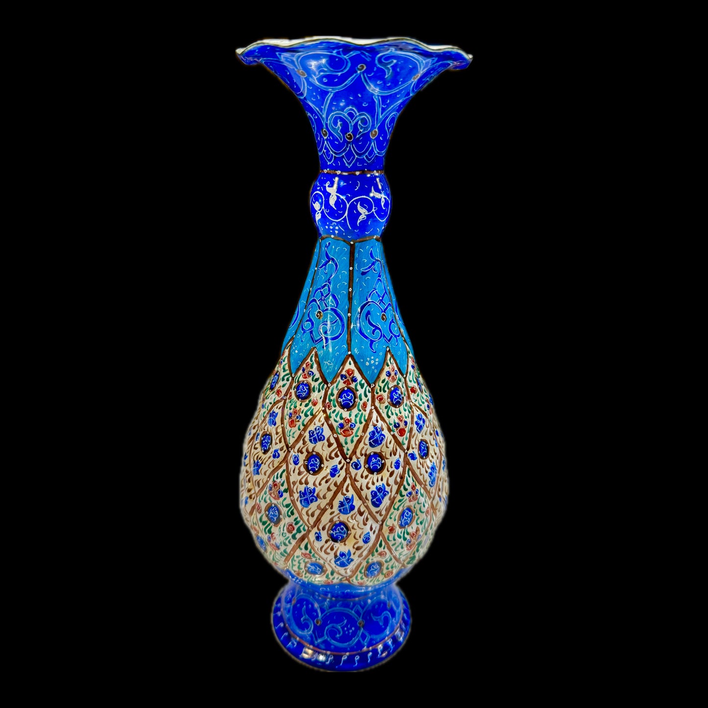 Hand Painted Enamel on Copper Mina kari Vases
