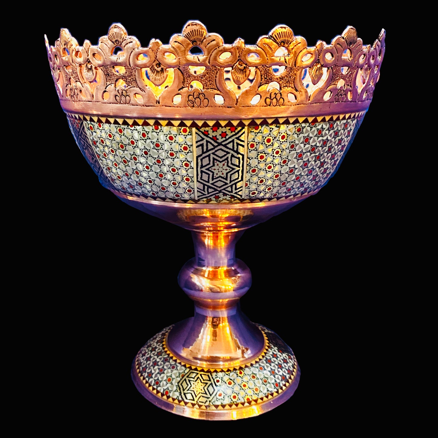 Handmade Inlaid On Copper Khatam Kari Dishes