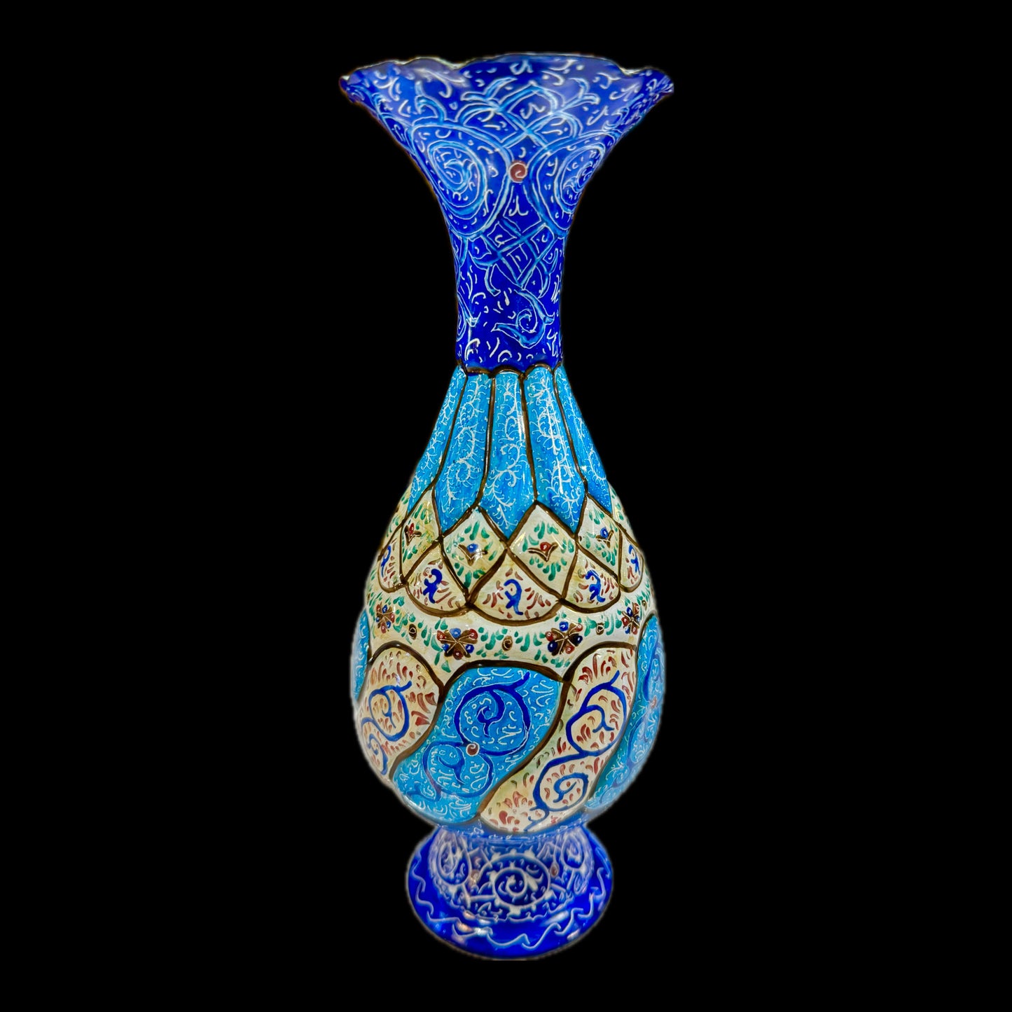 Hand Painted Enamel on Copper Mina kari Vases