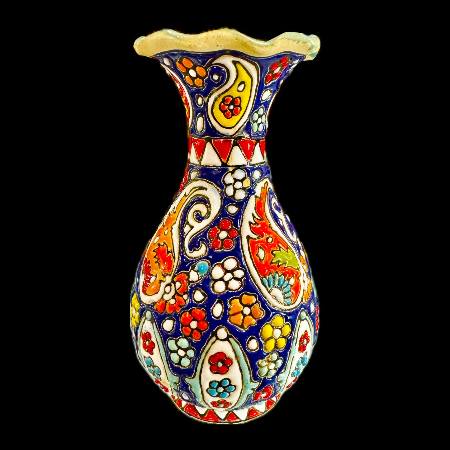 Hand Painted Enamel On Clay Minakari Vases