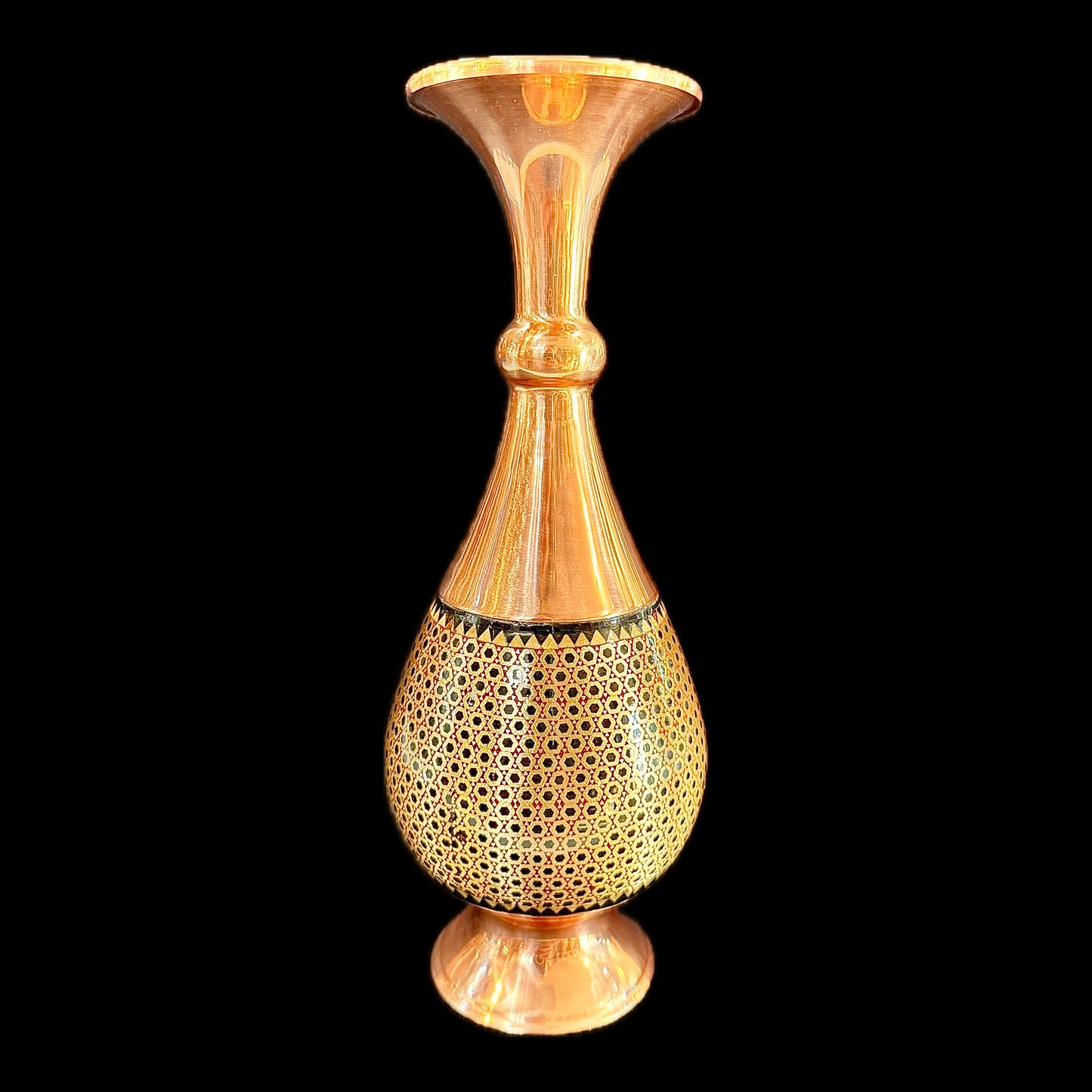 Handmade Inlaid On Copper Khatam Kari Vases