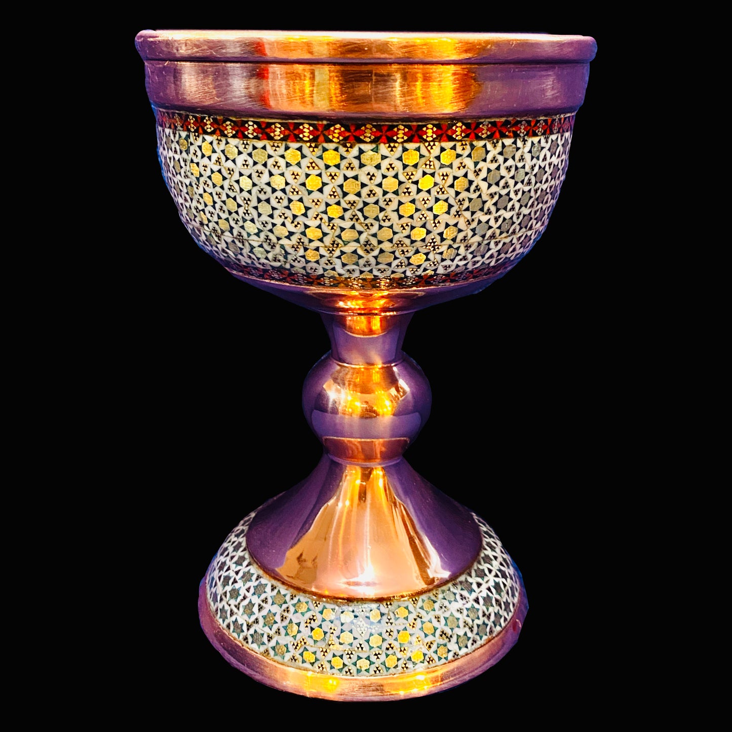 Handmade Inlaid On Copper Khatam Kari Dishes
