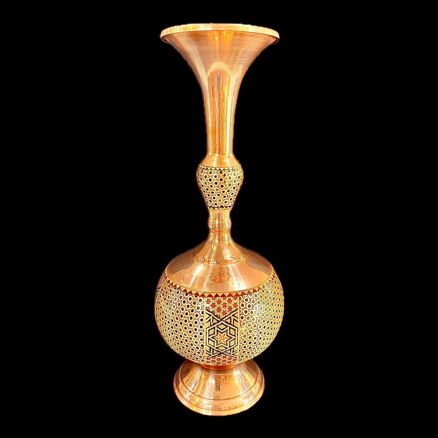 Handmade Inlaid On Copper Khatam Kari Vases