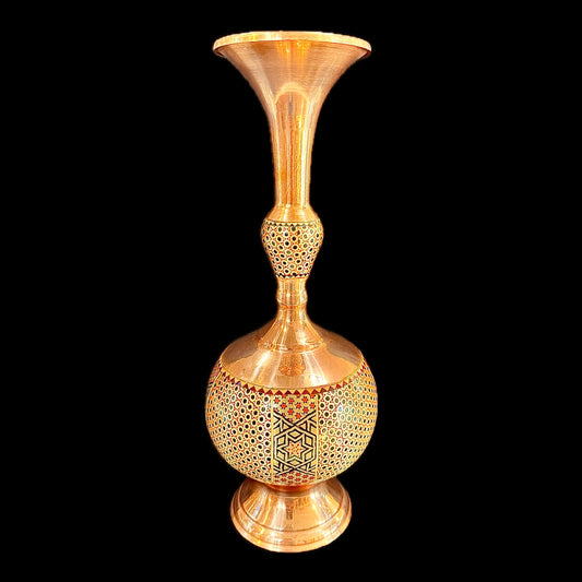 Handmade Inlaid On Copper Khatam Kari Vases