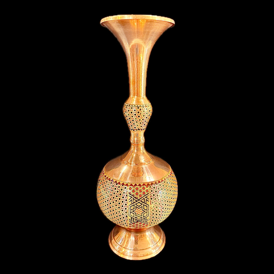 Handmade Inlaid On Copper Khatam Kari Vases