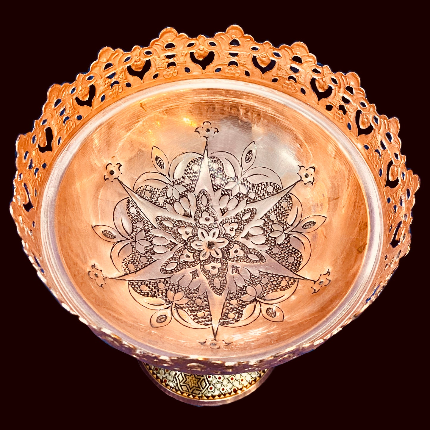Handmade Inlaid On Copper Khatam Kari Dishes