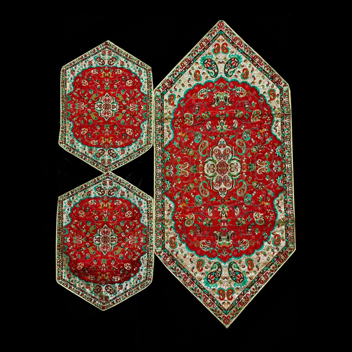 Handmade Termeh 3 Pieces Coffee Table Table Runner & Side Table Tablecloths
