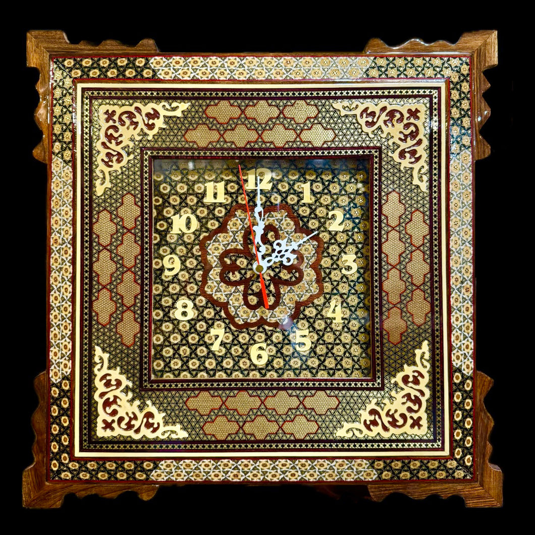 Handmade Inlaid & Enamel Khatam Kari and Mina Kari Clocks Wall Hanging Wall Art