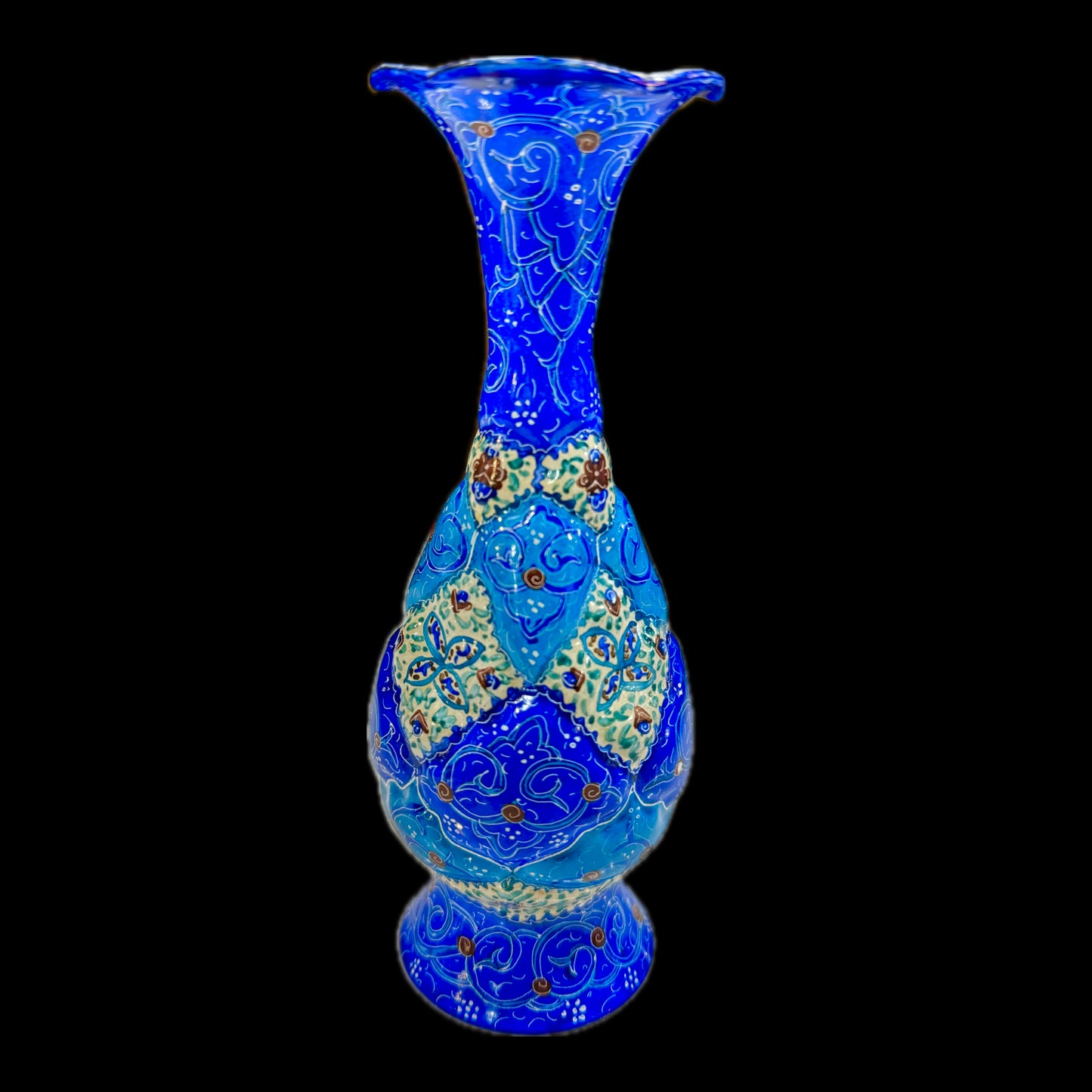 Hand Painted Enamel on Copper Mina kari Vases