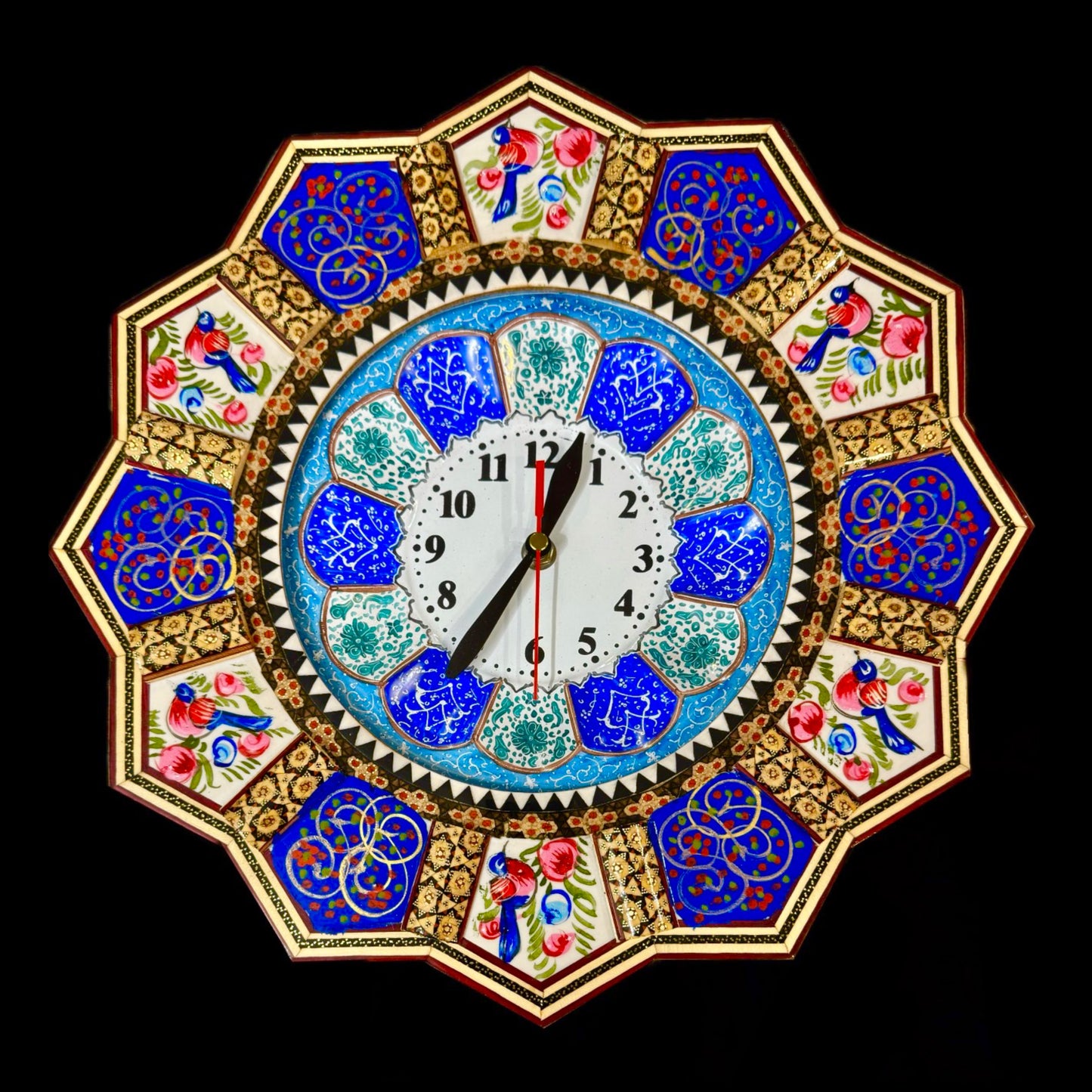 Handmade Inlaid & Enamel Khatam Kari and Mina Kari clocks Wall Hanging Wall Art