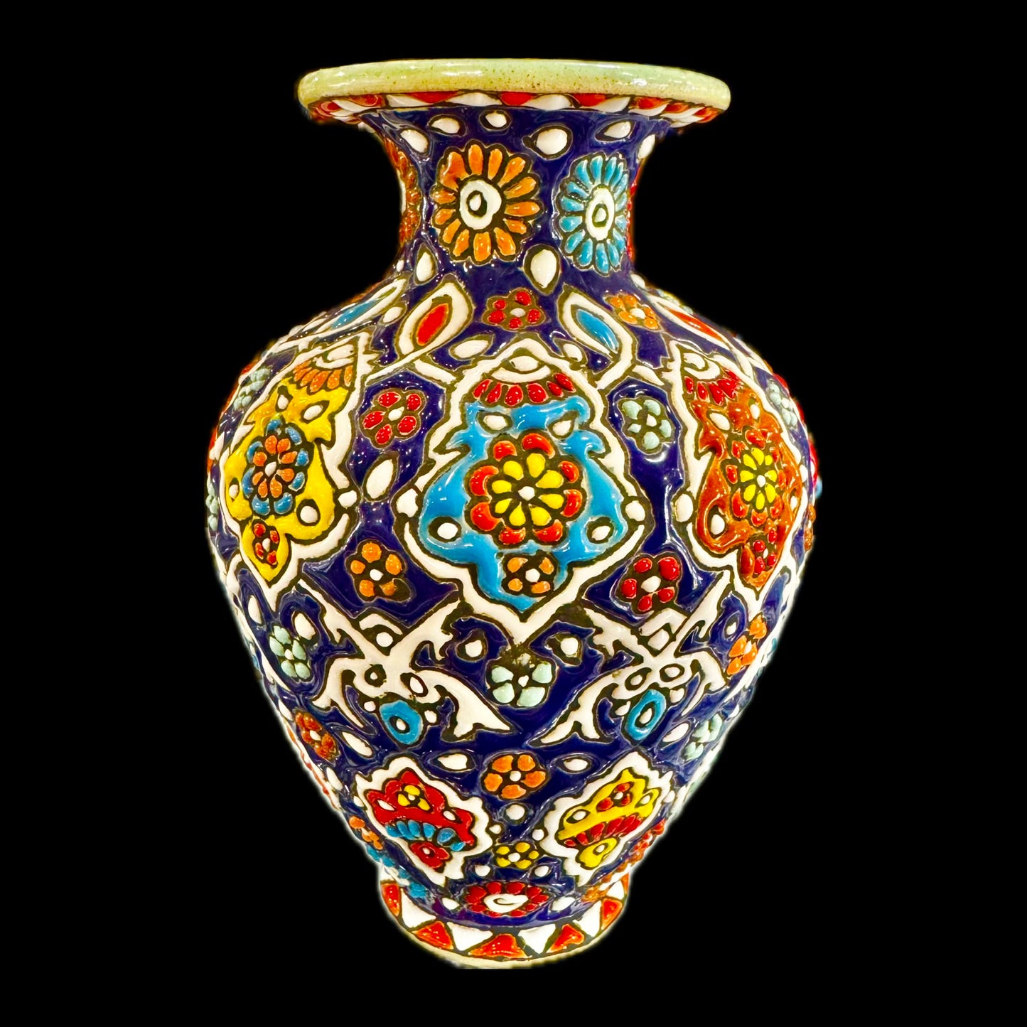 Hand Painted Enamel On Clay Minakari Vases