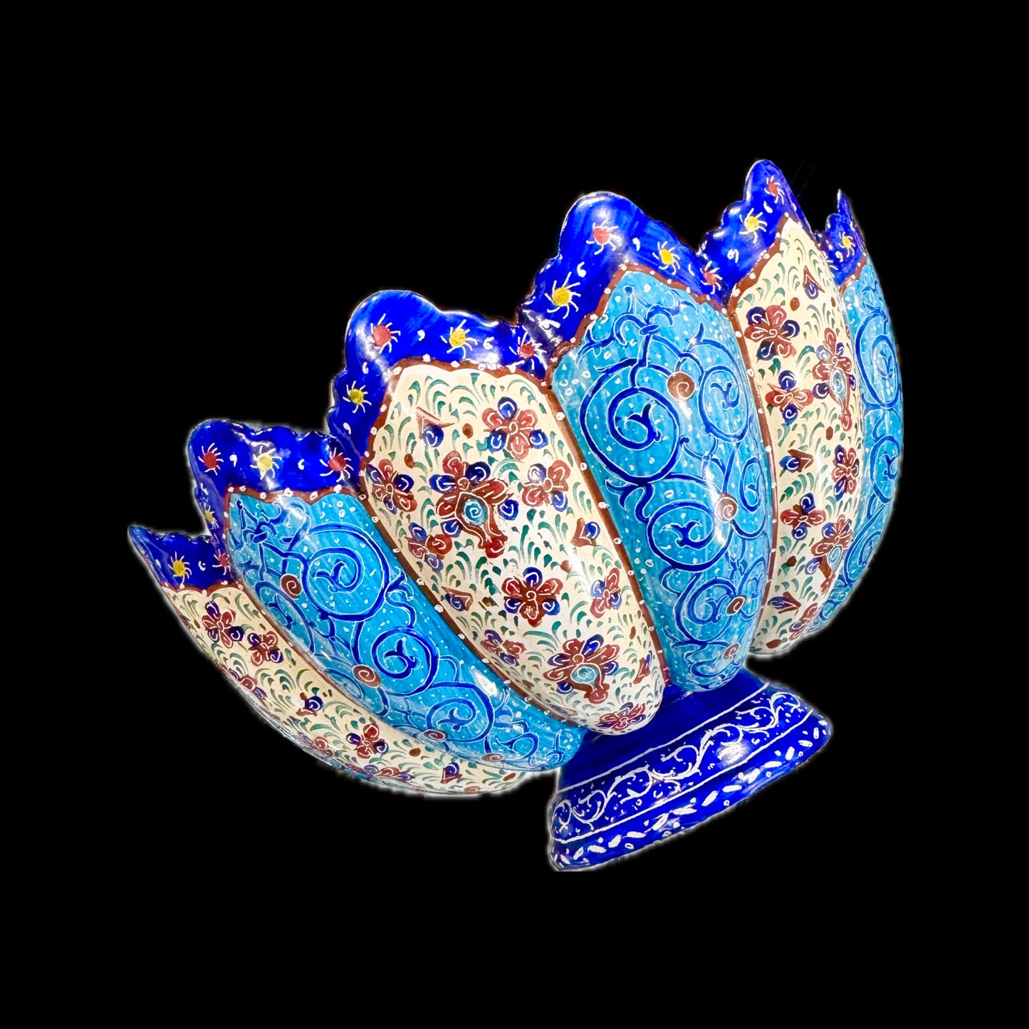 Hand Painted Enamel On Copper Mina Kari Candy Bowl